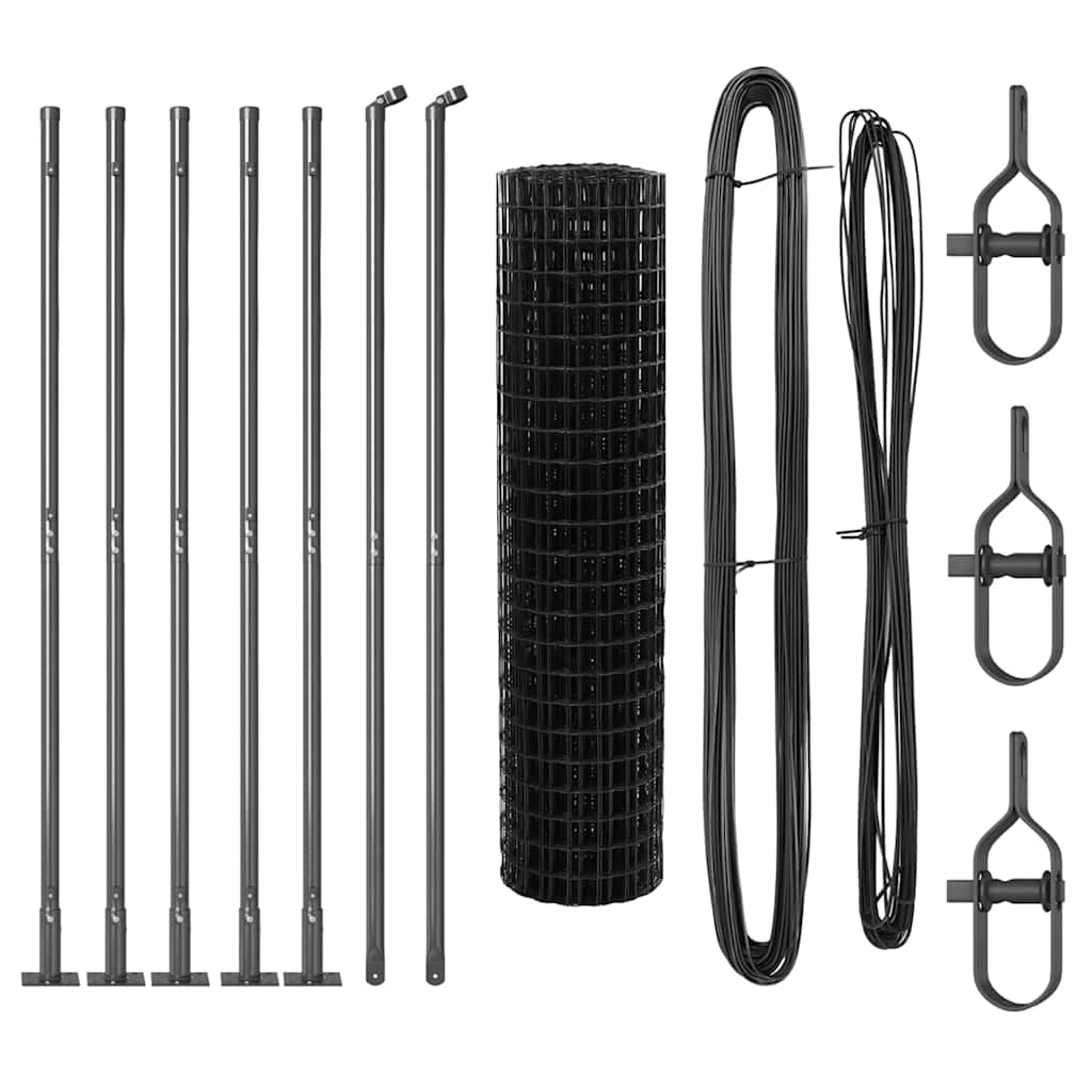 Fence with Post Grey 0.8 x 10 m Steel and PVC