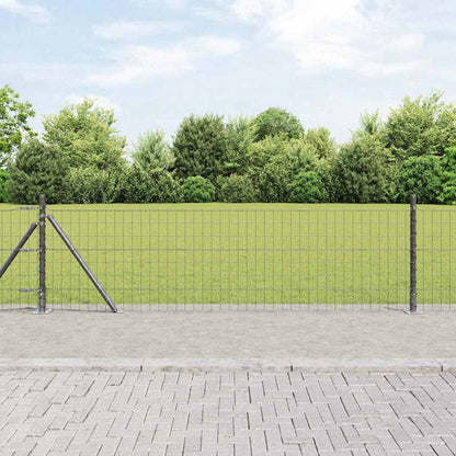 Euro Fence with Concrete Base 10 x 0.6 m PVC-Coated Steel Grey