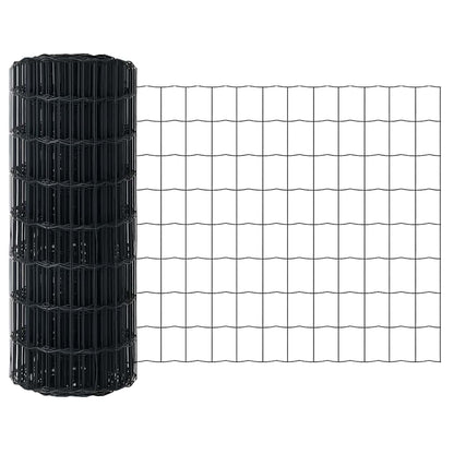 Euro Fence with Concrete Base 10 x 0.6 m PVC-Coated Steel Grey