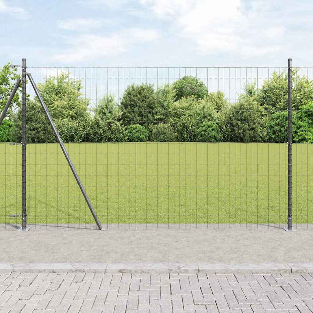 Euro Fence with Concrete Base 10 x 1.5 m PVC-Coated Steel Grey