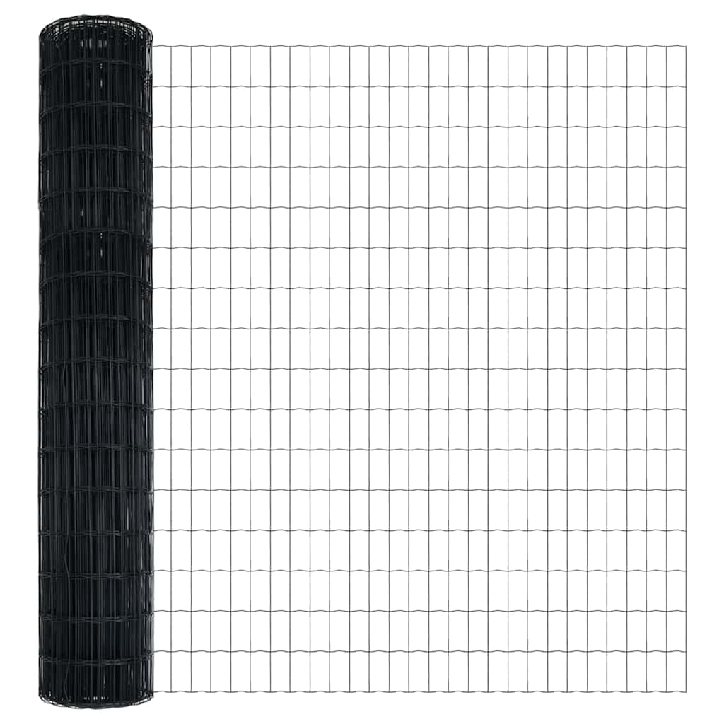 Euro Fence with Concrete Base 10 x 1.5 m PVC-Coated Steel Grey