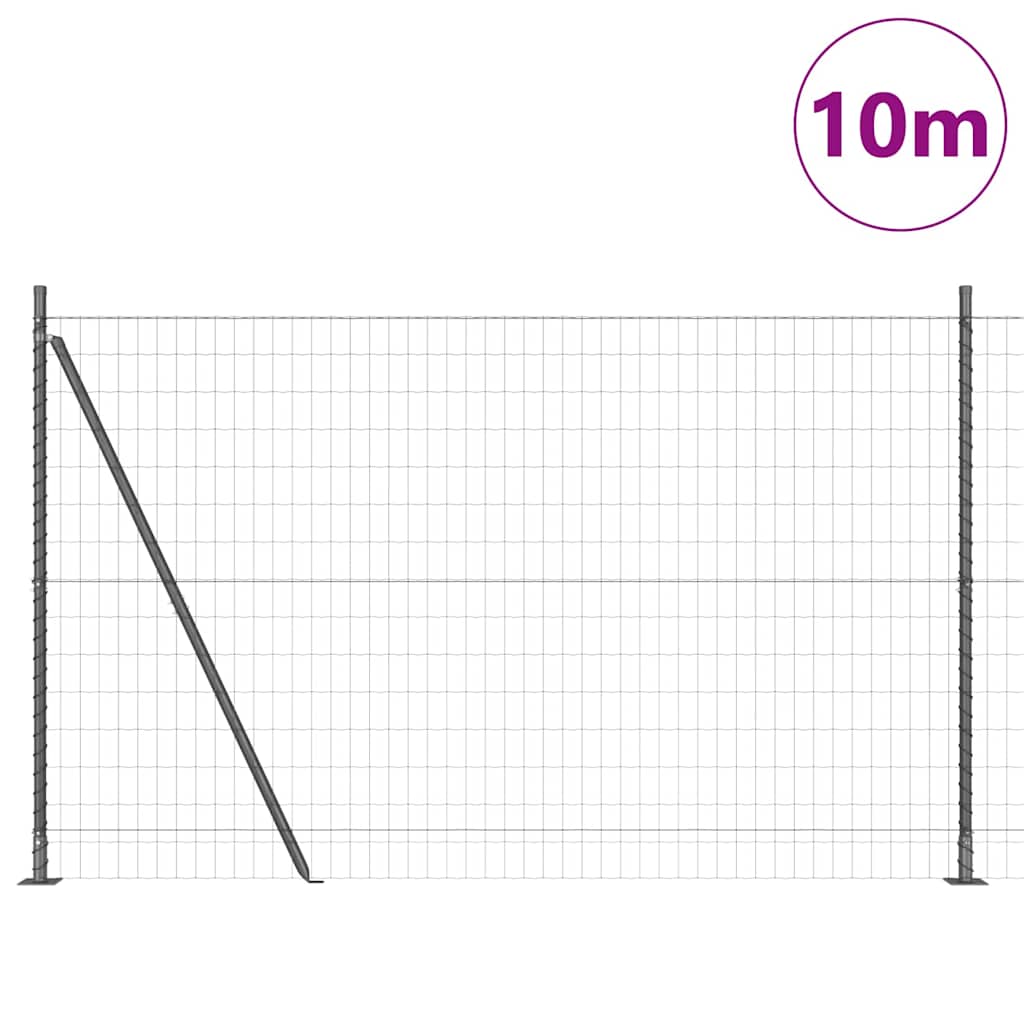 Euro Fence with Concrete Base 10 x 1.5 m PVC-Coated Steel Grey