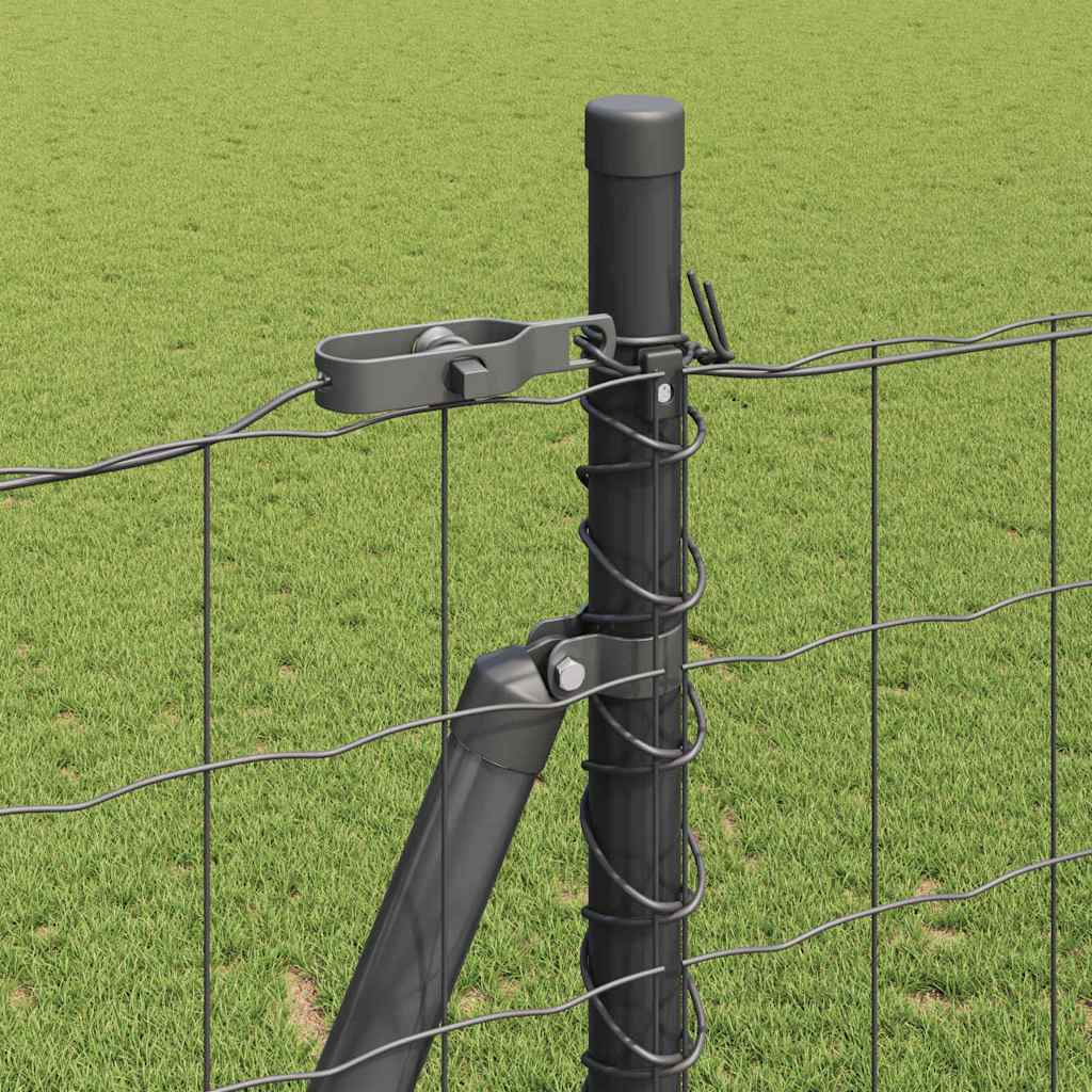 Fence with Post Grey 1.5 x 10 m Steel and PVC