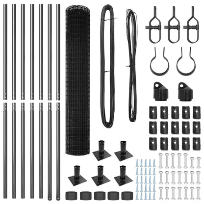 Fence with Post Grey 1.5 x 10 m Steel and PVC