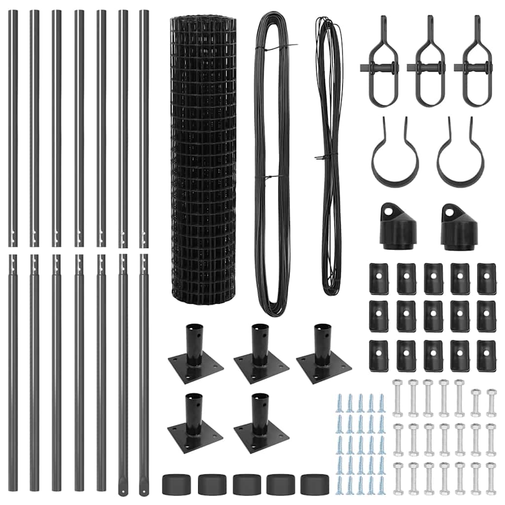 Fence with Post Grey 0.8 x 10 m Steel