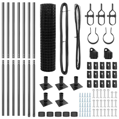 Fence with Post Grey 0.8 x 10 m Steel