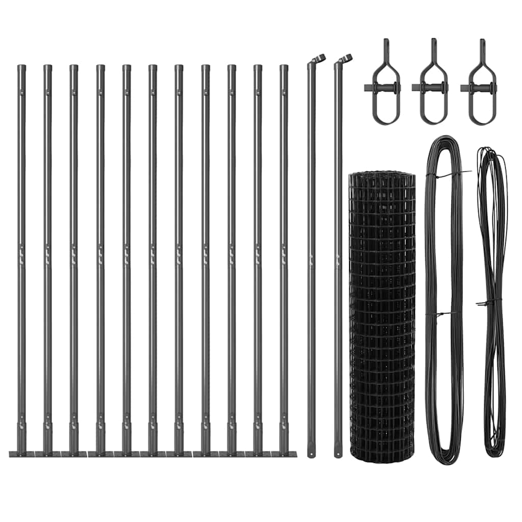 Fence with Post Grey 1 x 25 m Steel