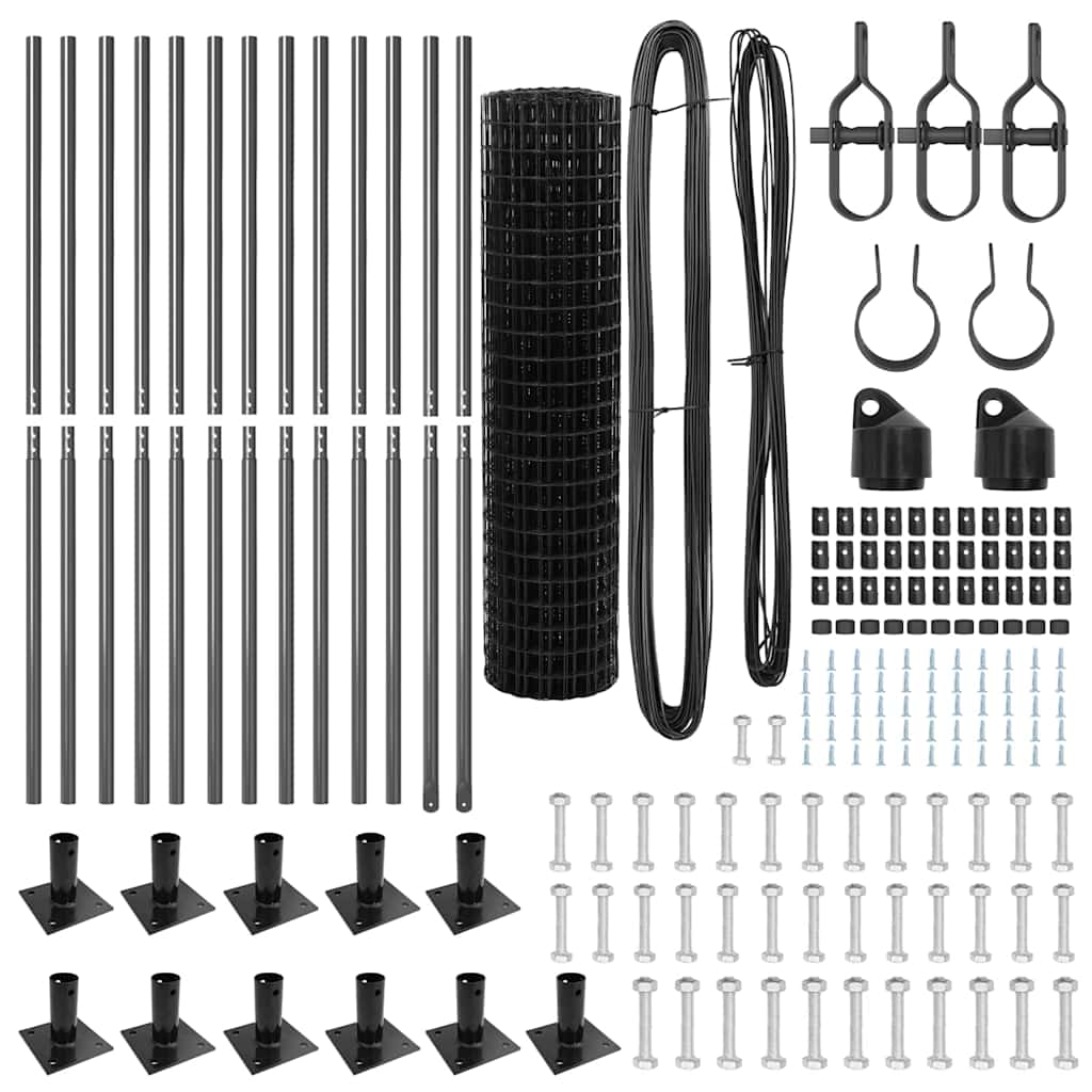 Fence with Post Grey 1 x 25 m Steel