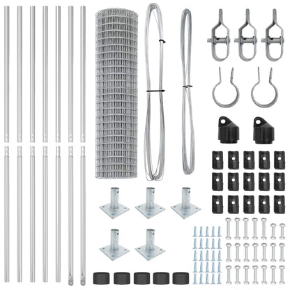Fence with Post Silver 1.2 x 10 m Steel