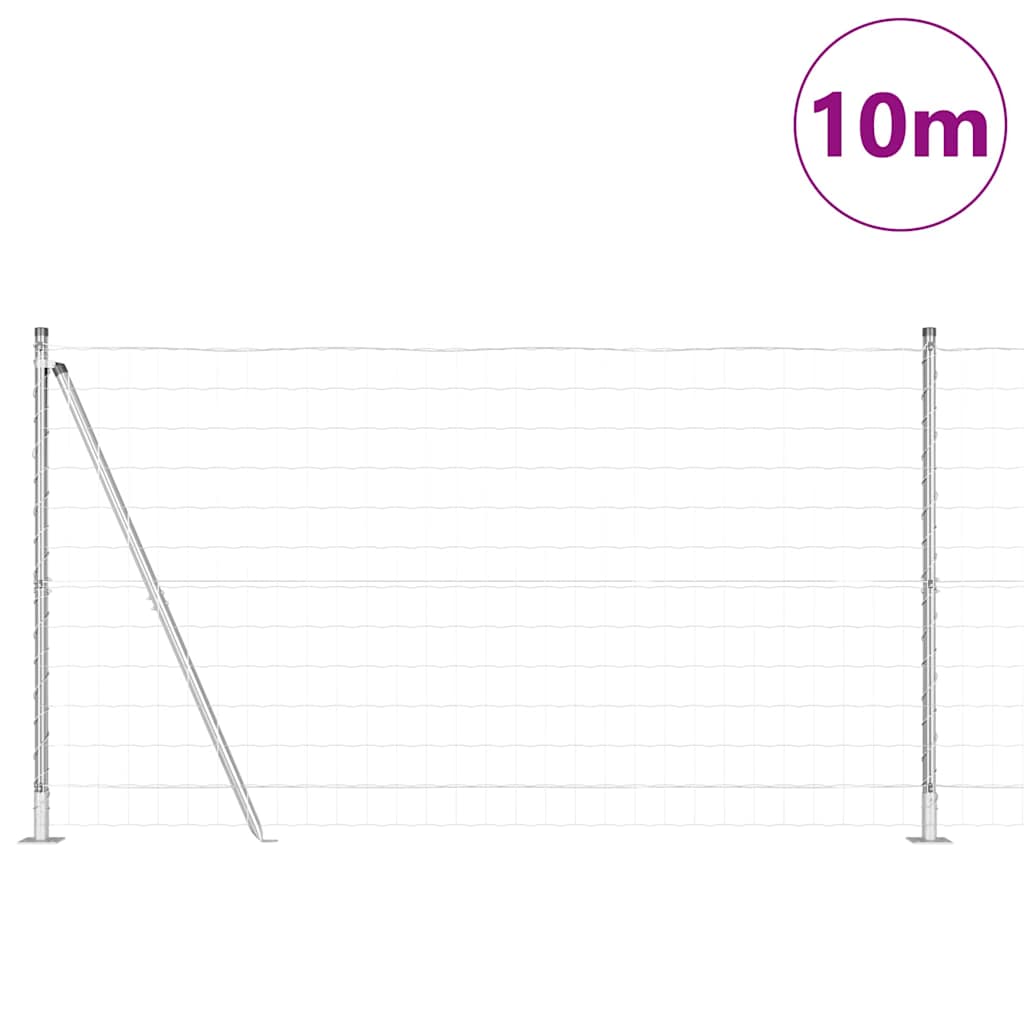 Outdoor Euro Fence with Concrete Base 10 x 1.2 m Silver Mesh