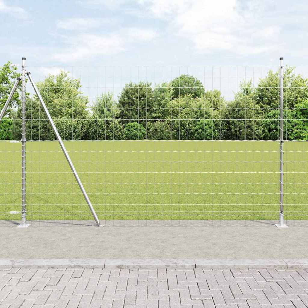Fence with Post Silver 1.4 x 10 m Steel