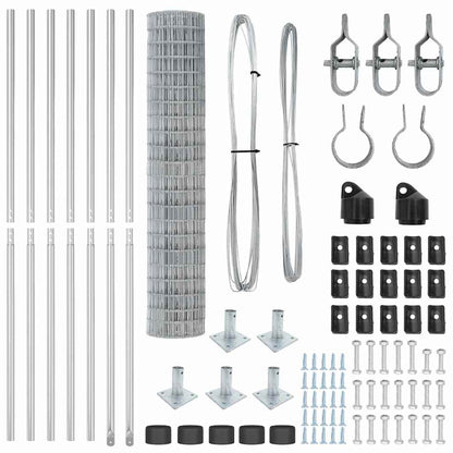 Fence with Post Silver 1.4 x 10 m Steel