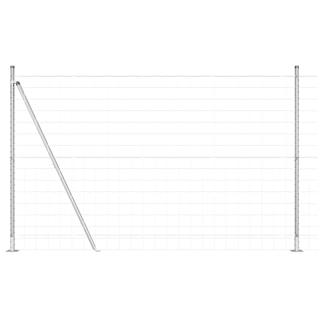 Fence with Post Silver 1.5 x 10 m Steel