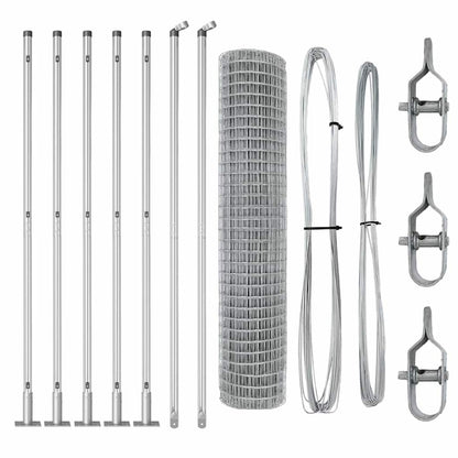 Fence with Post Silver 1.5 x 10 m Steel