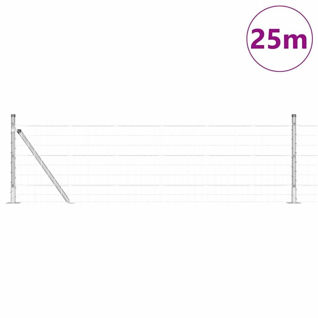 Fence with Post Silver 0.6 x 25 m Steel