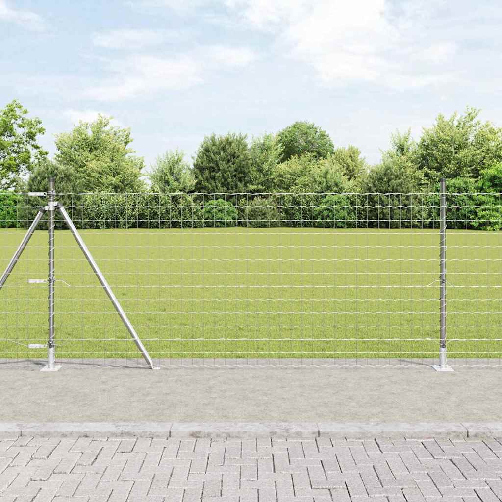 Fence with Post Silver 0.8 x 25 m Steel
