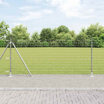 Fence with Post Silver 0.8 x 25 m Steel