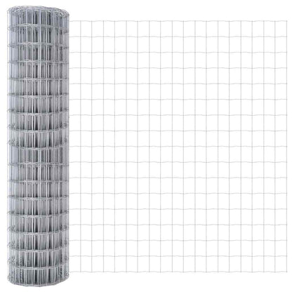 Fence with Post Silver 0.8 x 25 m Steel