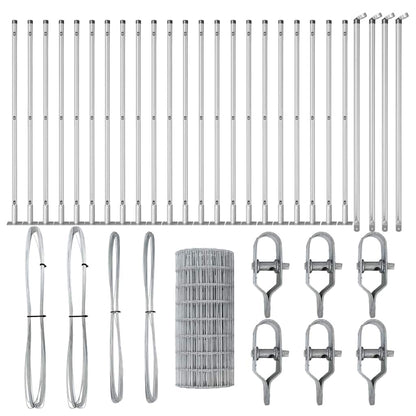 Fence with Post Silver 0.6 x 50 m Steel