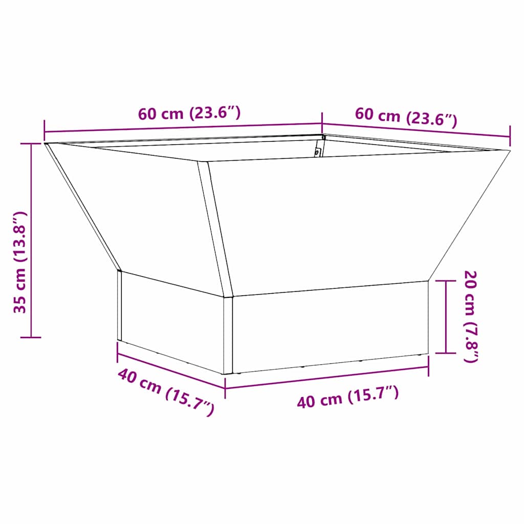 Fire Pit Black 60 x 60 x 35 cm Steel