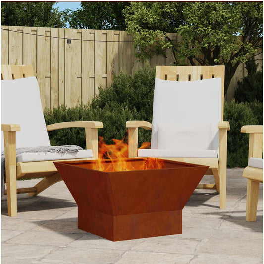 Fire Pit Brown 60 x 60 x 35 cm Weathering Steel