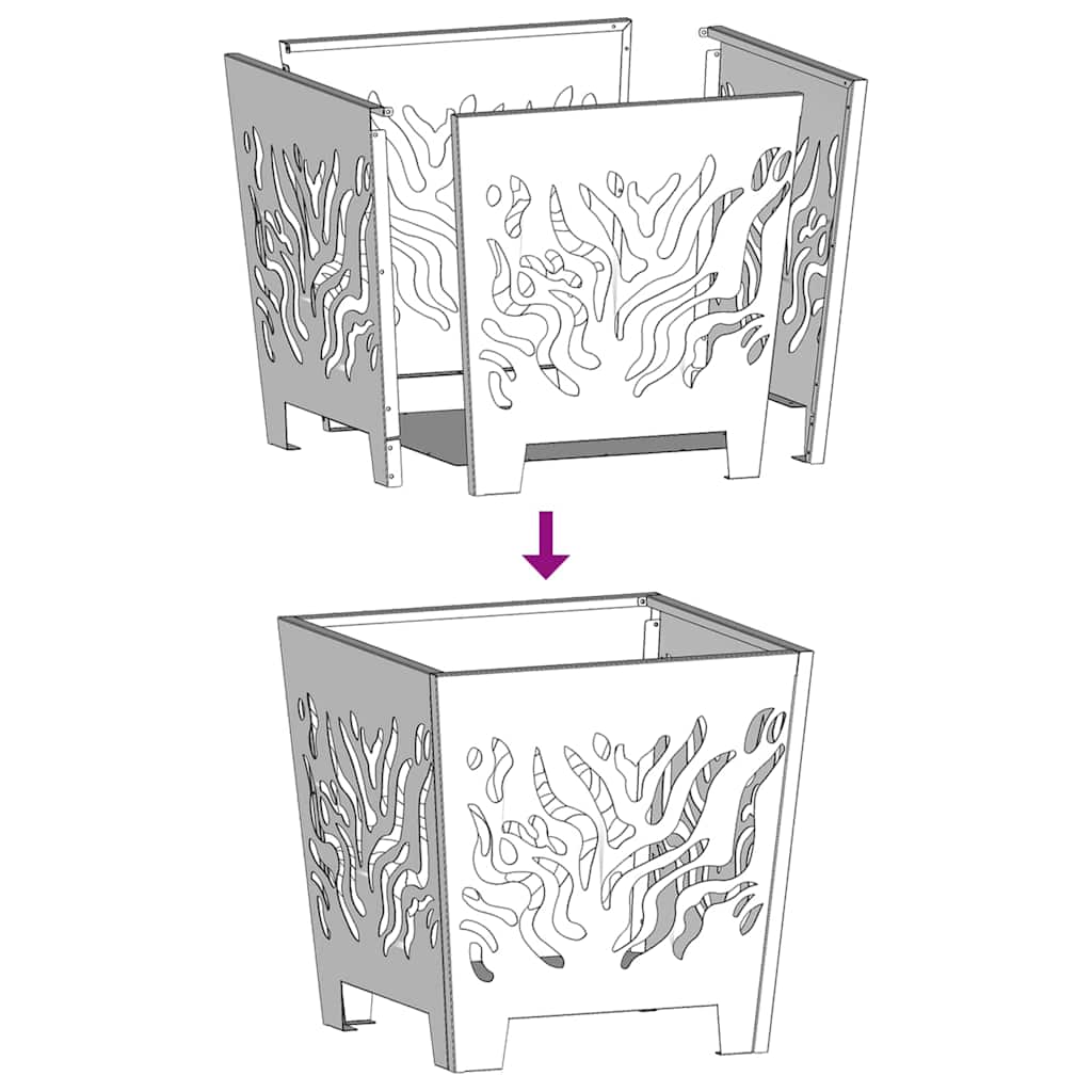 Fire Pit Black 40 x 40 x 40 cm Steel
