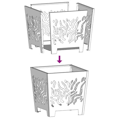 Fire Pit Black 40 x 40 x 40 cm Steel