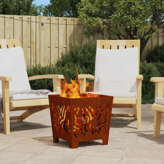 Fire Pit Brown 40 x 40 x 40 cm Weathering steel