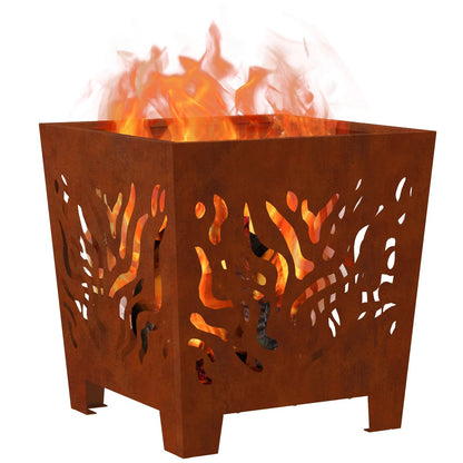 Fire Pit Brown 40 x 40 x 40 cm Weathering steel