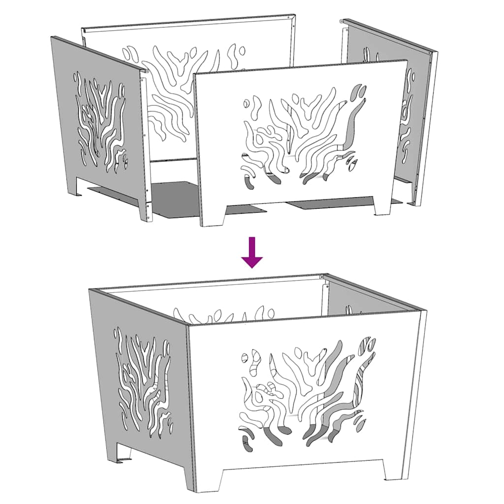 Fire Pit Black 60 x 60 x 40 cm Steel