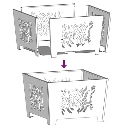 Fire Pit Black 60 x 60 x 40 cm Steel