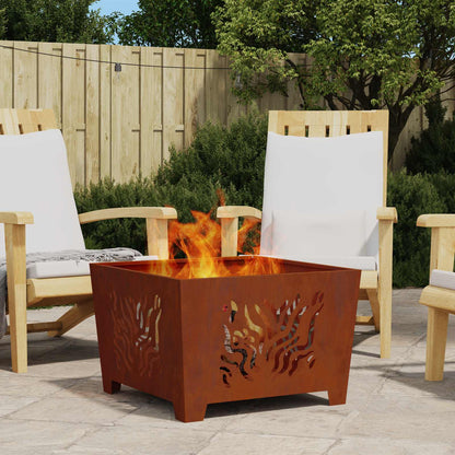 Fire Pit Brown 60 x 60 x 40 cm Weathering steel