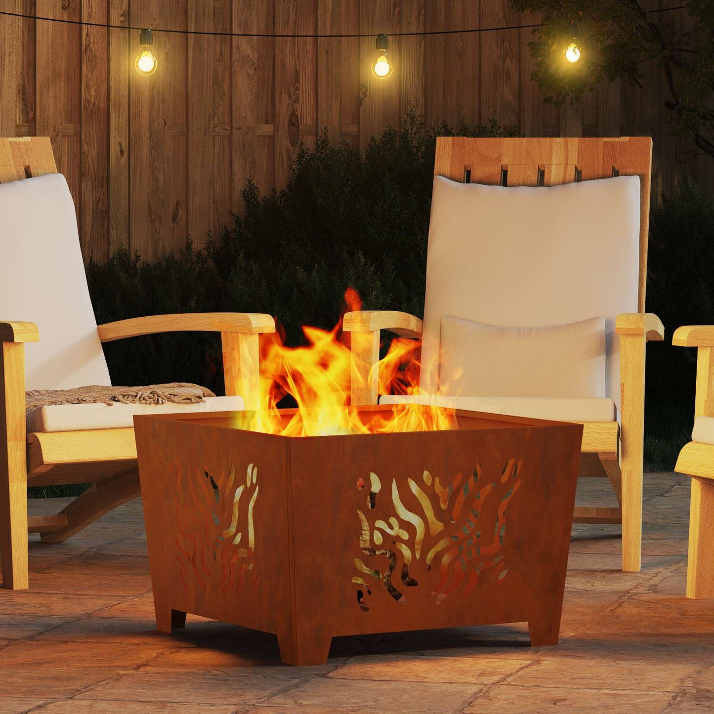 Fire Pit Brown 60 x 60 x 40 cm Weathering steel