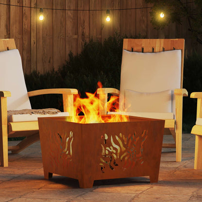 Fire Pit Brown 60 x 60 x 40 cm Weathering steel