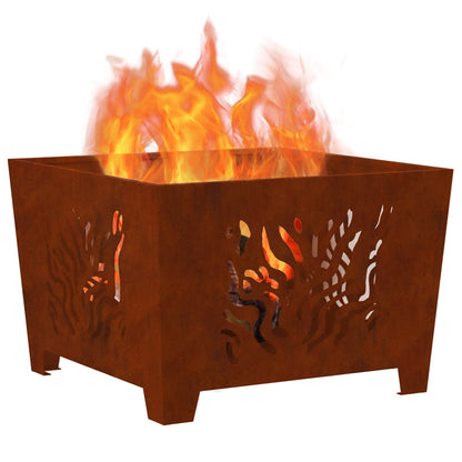Fire Pit Brown 60 x 60 x 40 cm Weathering steel
