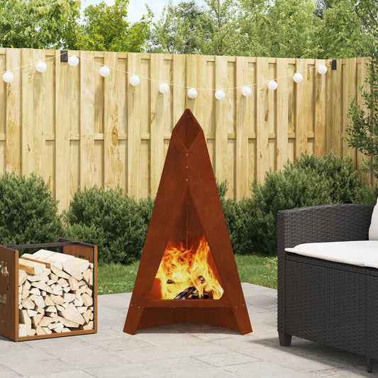 Fire Pit Brown 58 x 40 x 100 cm Weathering Steel