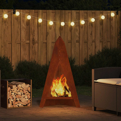 Fire Pit Brown 58 x 40 x 100 cm Weathering Steel