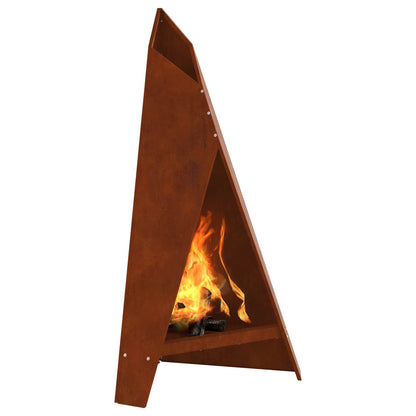 Fire Pit Brown 58 x 40 x 100 cm Weathering Steel