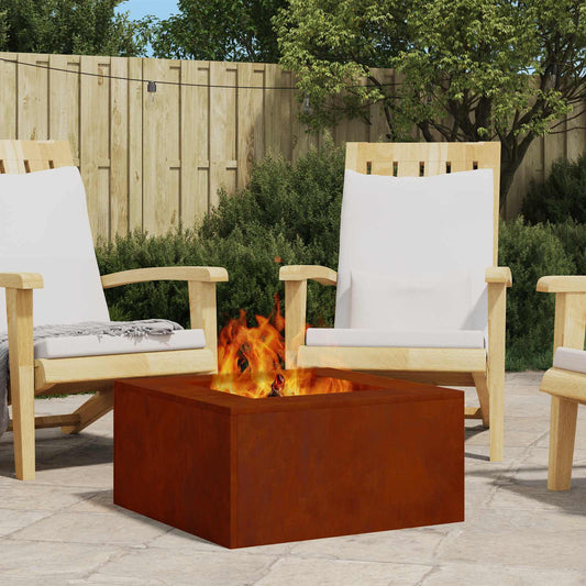 Fire Pit Brown 60 x 60 x 30 cm Weathering Steel