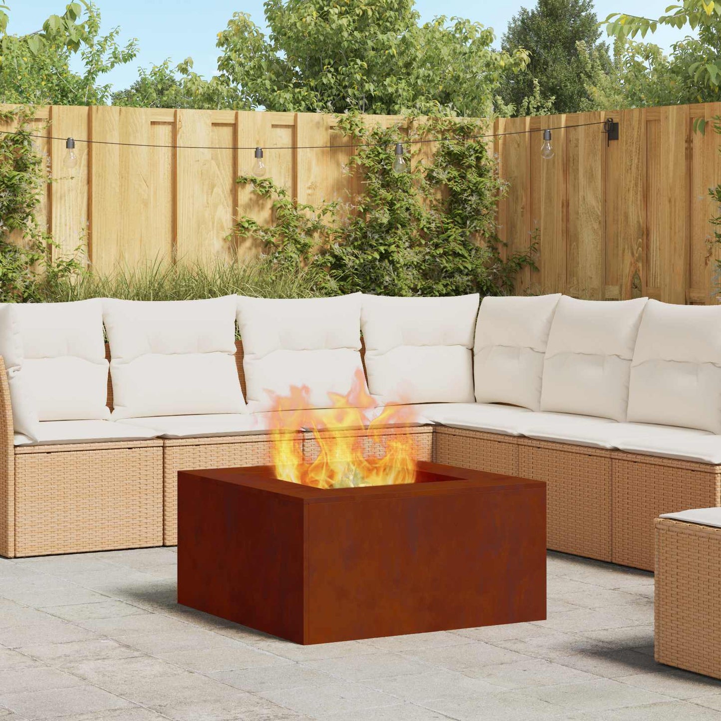 Fire Pit Brown 80 x 80 x 40 cm Weathering Steel