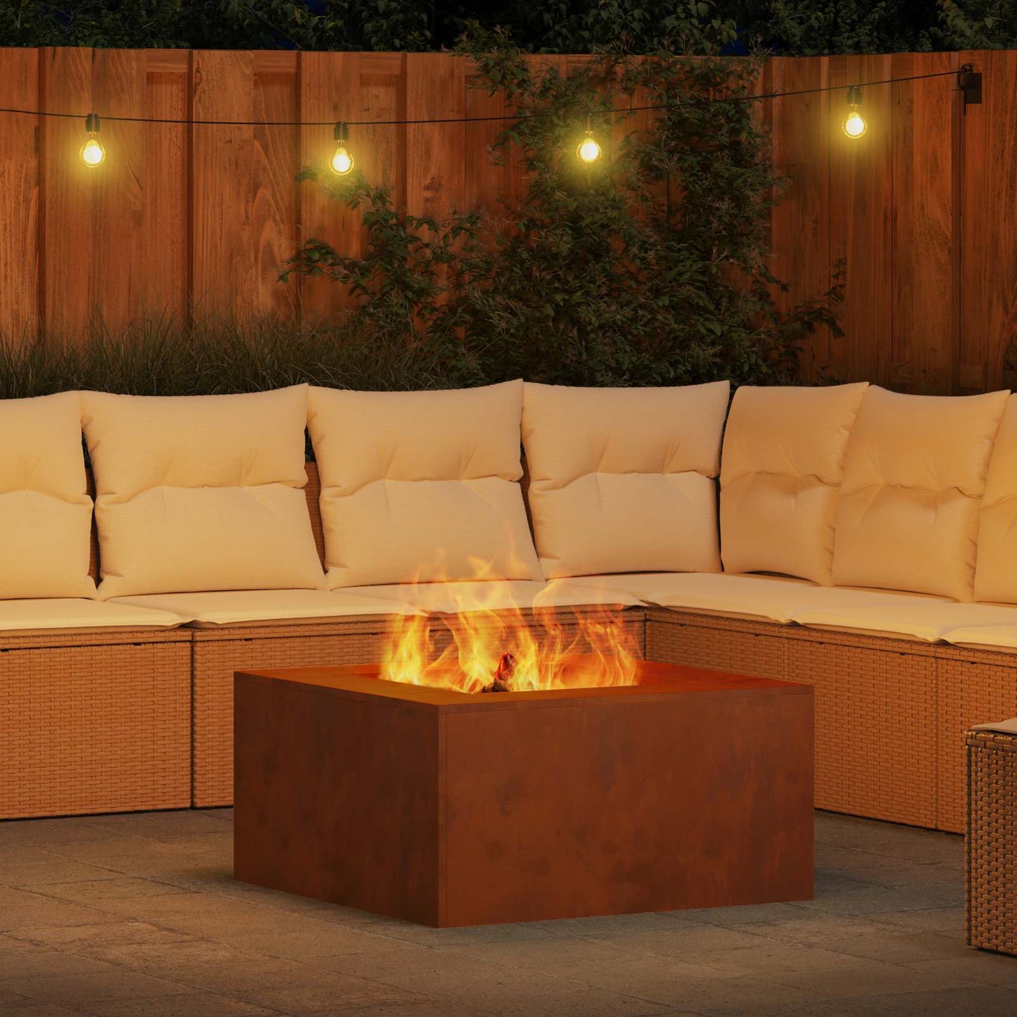 Fire Pit Brown 80 x 80 x 40 cm Weathering Steel