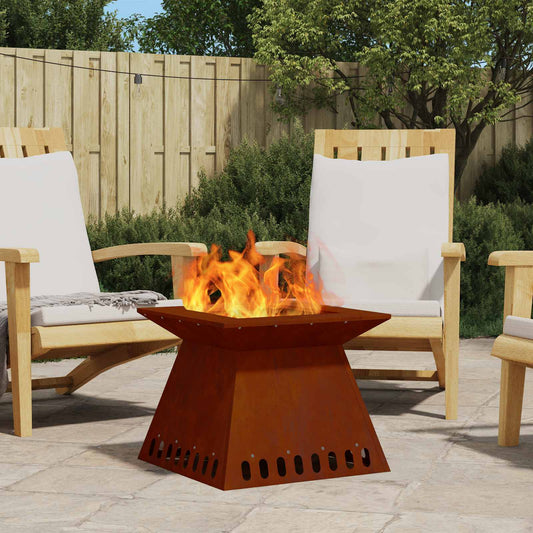 Fire Pit Brown 48 x 48 x 40 cm Weathering Steel