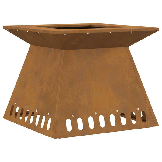 Fire Pit Brown 48 x 48 x 40 cm Weathering steel