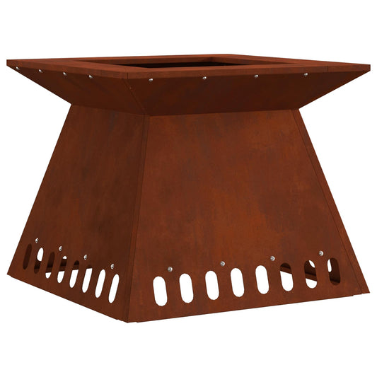 Fire Pit Brown 48 x 48 x 40 cm Weathering Steel