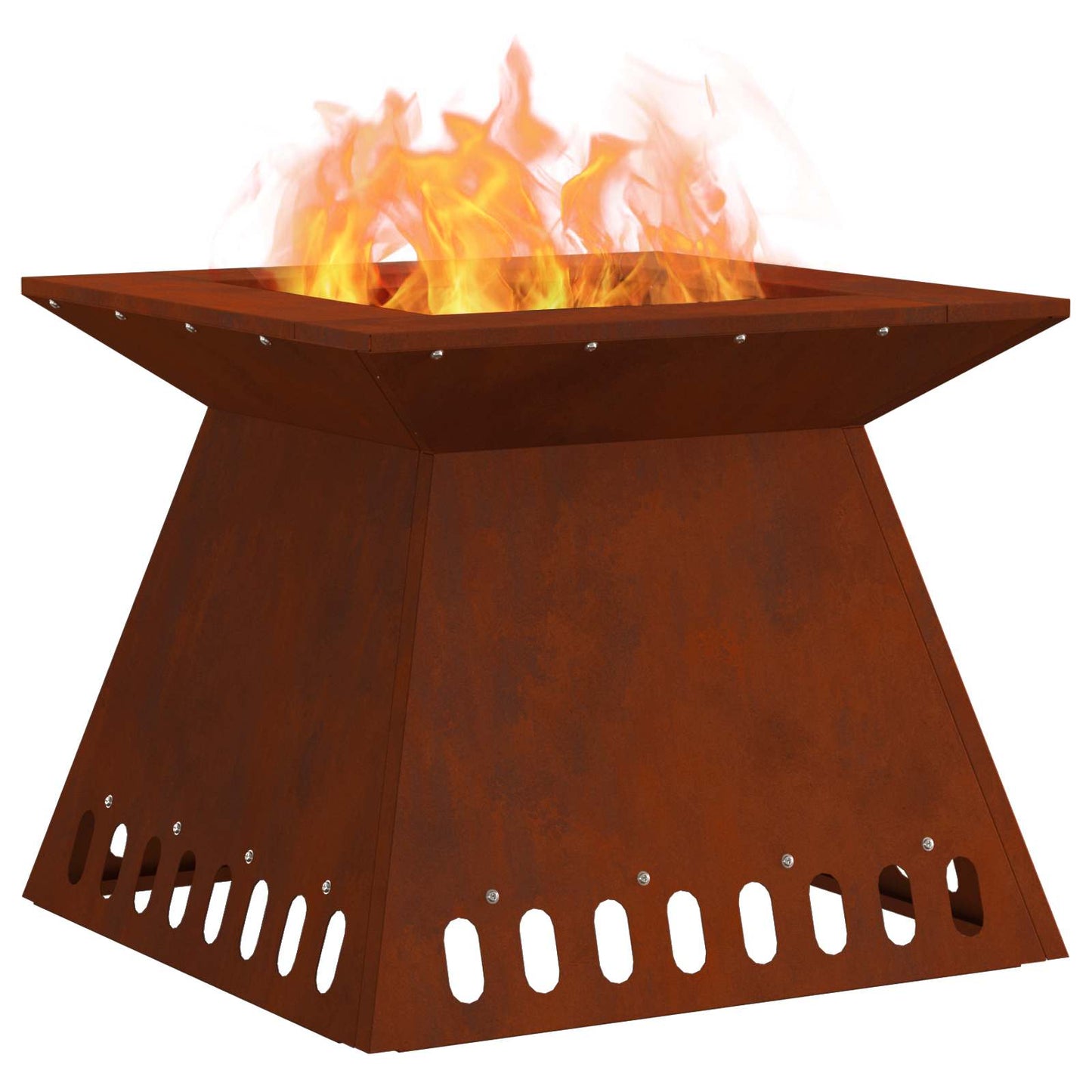Fire Pit Brown 48 x 48 x 40 cm Weathering Steel