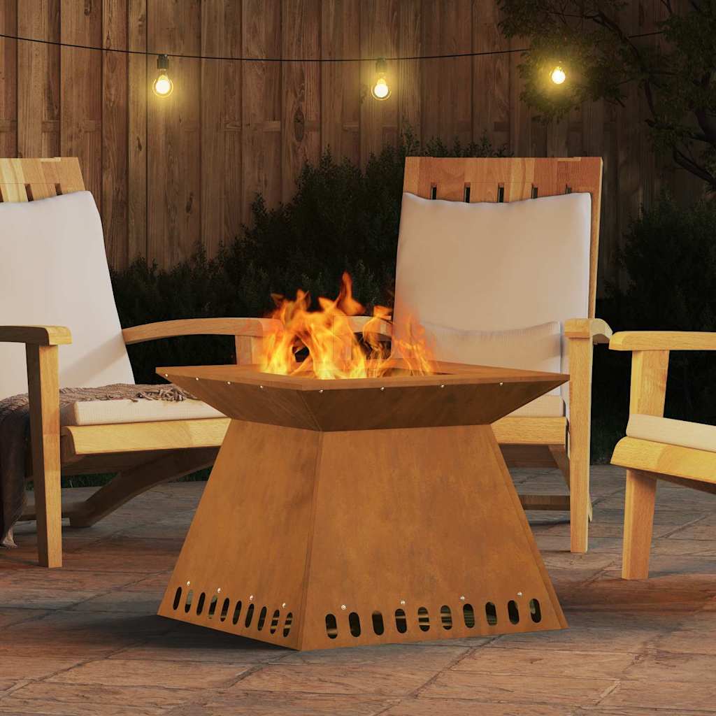Fire Pit Brown 60 x 60 x 50 cm Weathering steel