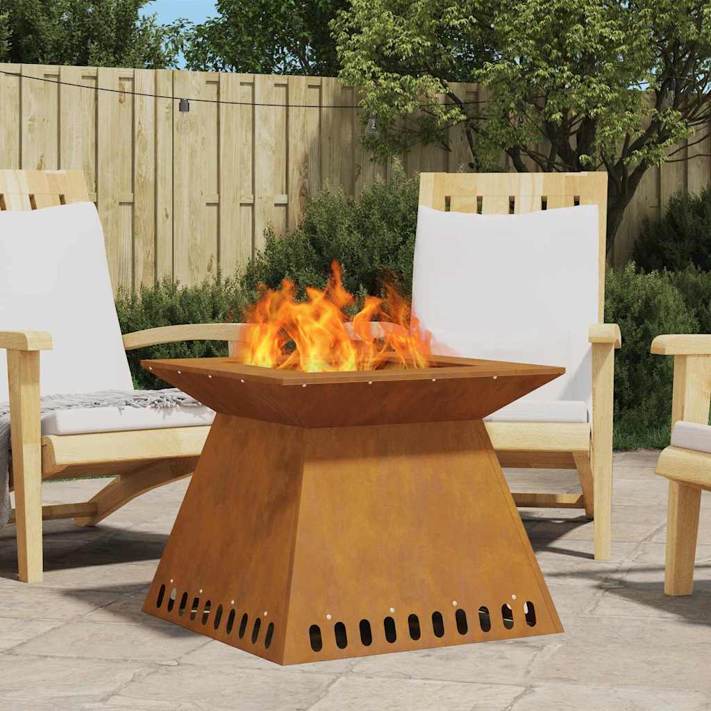 Fire Pit Brown 60 x 60 x 50 cm Weathering steel