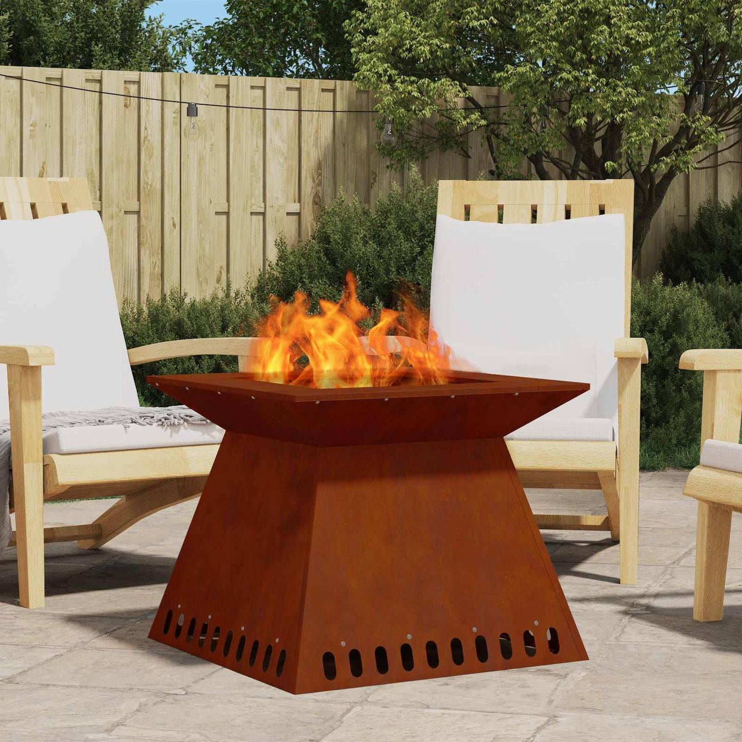 Fire Pit Brown 60 x 60 x 50 cm Weathering Steel