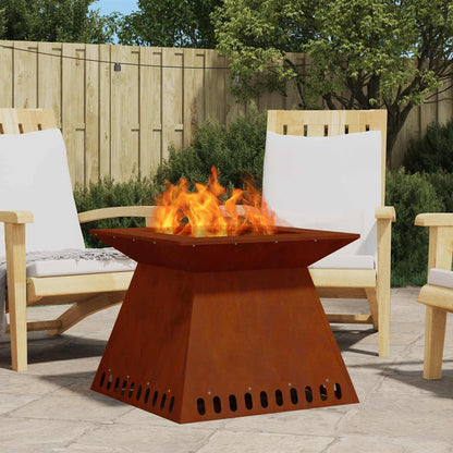 Fire Pit Brown 60 x 60 x 50 cm Weathering Steel