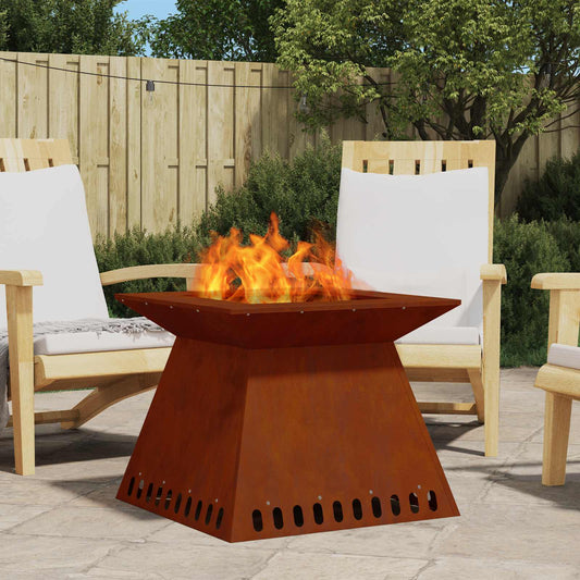 Fire Pit Brown 60 x 60 x 50 cm Weathering Steel